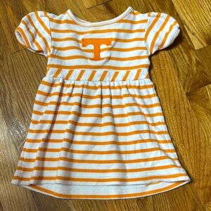 Orange and White Puff Sleeve Sundress